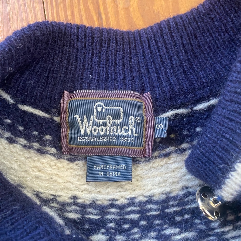 Woolrich Dark Blue Cream Patterned Cardigan - Picture 7 of 7